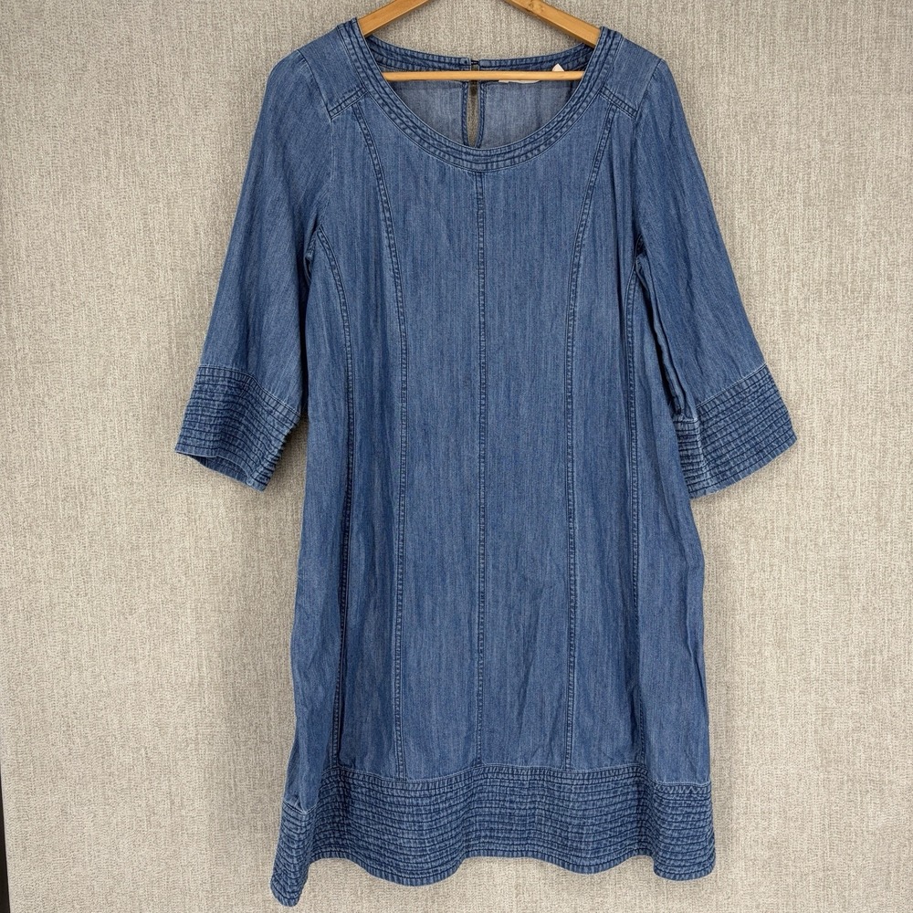 Soft Surroundings Dress Women M Shirt Cambray‎ Denim Lyocell Lagenlook Pockets